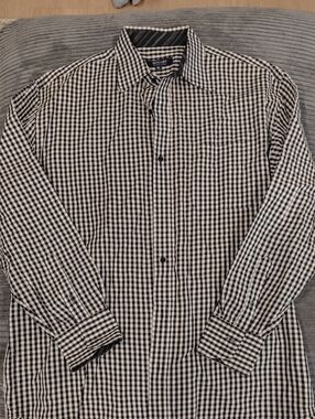 Bocari Black & White Gingham Long-Sleeve Dress Shirt